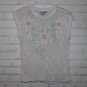 🤍 Embroidered Knit Tank · Women’s Medium · Vintage Cottagecore